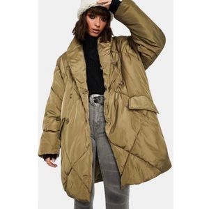 NWT Free People Ella Puffer Coat, Olive. Large